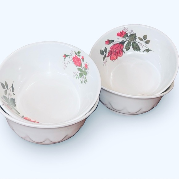 Melamine Ware Oval Serving Bowl With Roses 12 inches Set of 4 - Picture 5 of 5